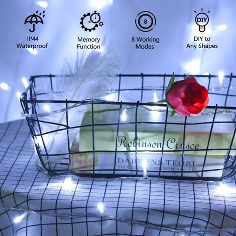 10 m lange Lichterkette mit 100 LEDs für den Innen- und Außenbereich, elektrische Weihnachtsbaumbeleuchtung, 8 Modi, wasserdichte Dekorationsbeleuchtung für Hochzeiten, Partys, Zuhause, Garten, Schlaf (1/4)