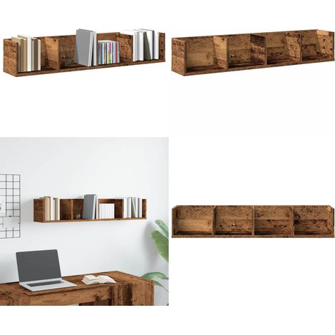 vidaXL CD-Wandregal Altholz-Optik 100x18x18 cm Holzwerkstoff (1/5)