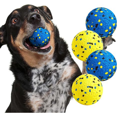 Palline da tennis per cani - Giocattoli da masticare per cani - Giocattoli resistenti per la dentizione - Giochi acquatici per cani di piccola, media e grande taglia (4 palline) (1/5)