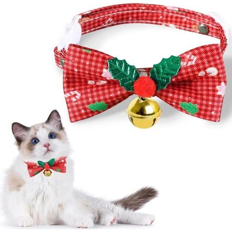 Katzenhalsbänder mit Glöckchen und Fliege, elegantes Kätzchenhalsband, verstellbares Katzenhalsband, weiches Halsband für (1/4)