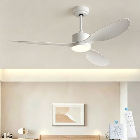 Ventilateur de plafond 106 cm avec lumière, télécommande et contrôleur mural, moteur CC silencieux, 6 vitesses, 3 températures de couleur, minuterie (1/5)