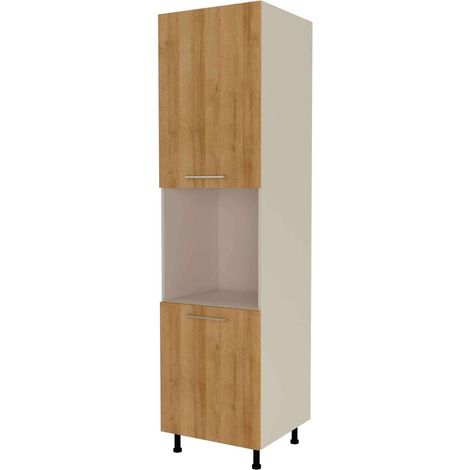 Columna horno con 2 puertas acabado en roble vega, 235 cm(alto)60 cm(ancho)60 cm(largo)