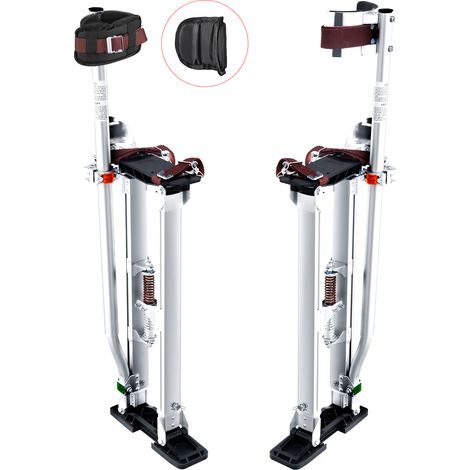 VEVOR Zancos de Trabajo de Aleación de Aluminio Altura Ajustable de 61-101,6 cm Zancos de Pintor Carga de 103 kg Zancos para Paneles de Yeso Tamaño de Pies 27-29 cm para Pintura Decoración Color Plata