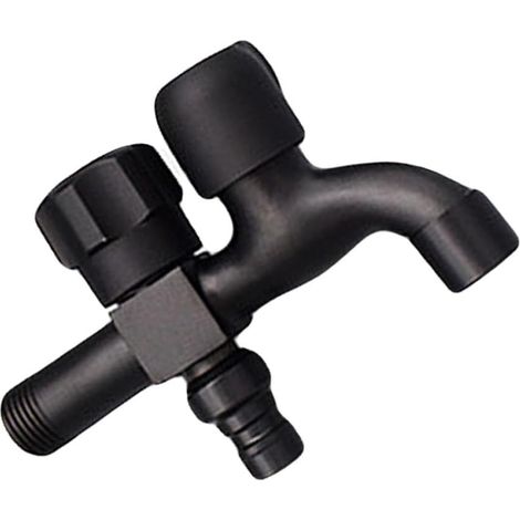 Robinet D'arrêt Vanne D'angle Pratique 3 Voies Multifonction en Alliage de Zinc Noir, Double Usage pour Machine à Laver et Lave-vaisselle (1/5)