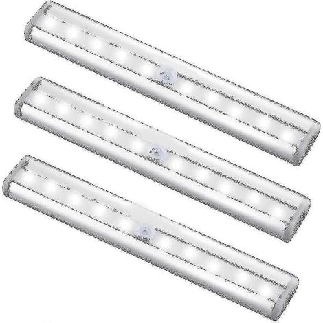 Barre lumineuse à détecteur de mouvement (10 LED, lot de 3), lampe sans fil de haute qualité pour armoire (1/5)