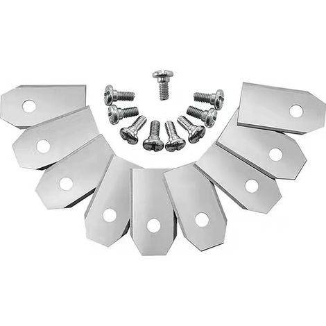 Ahlsen Automatischer Rasenmäher aus Titan, Messer für Gartenmaschinen, intelligentes Roboter-Rasenmähermesser, 35 18 0,75 mm (Silber), 9 Stück + 9 Schrauben (1/4)