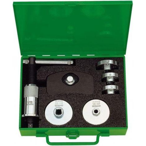 KUKKO 126-30 JUEGO DE HERRAMIENTAS PARA REPOSICIÓN DE PISTONES DE FRENOS DE DISCO (10 PIEZAS, CON 7 ADAPTADORES)