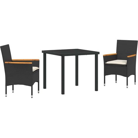 Maison Exclusive - Ensemble de salle à manger pour jardin 3 pcs Noir polyrotin (1/5)