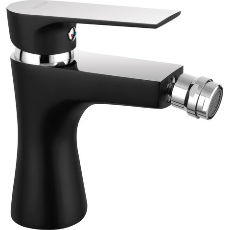 Rubinetto bidet quadrato Algeo, nero/cromo (1/4)