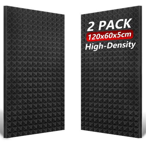 2 Pack Acoustic Foam Panel, 120x60x2 cm Soundproof Foam Panels, High Density Fire Resistant Pyramid Panels for Studio, Office, Home Theater, Noise Control (1/5)