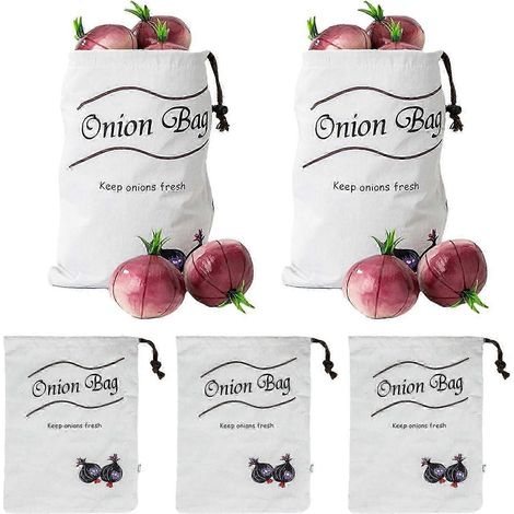 5 sacs de conservation pour pommes de terre et oignons - Sacs à pommes de terre à cordon de serrage 35 x 25 cm  Sac à pommes de terre avec (1/5)