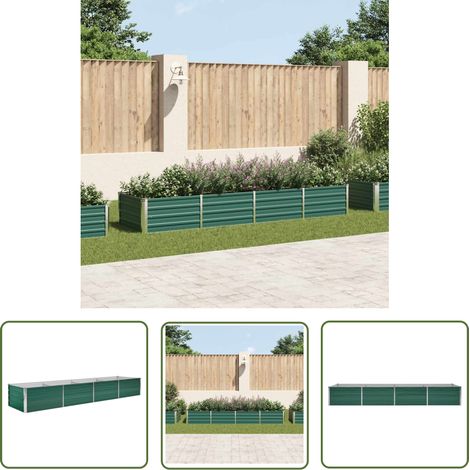 The Living Store Lit surélevé de jardin Acier galvanisé 320x80x45 cm Vert - Jardinière - Pot De Fleurs Extérieur - Bac De Culture - Jardin Vertical - Décoration Jardin (1/5)