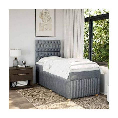 Sommier de style Snowco, matelas en tissu gris clair 80 × 200 cm, tissu doux et respirant, idéal chambre à coucher, style moderne, montage simple (1/5)