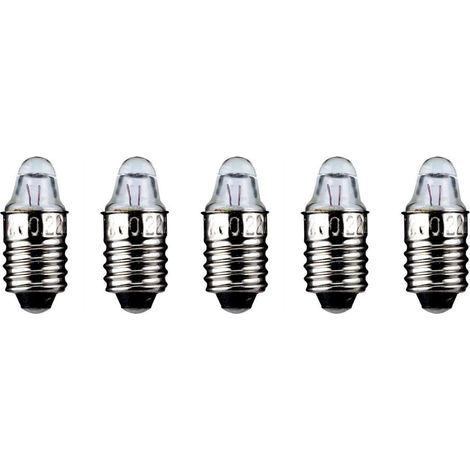 Pack of 5 Lens-Shaped Bulbs, E10 Base, 0.5W, 2.2V DC, for Decorative Lighting (1/2)