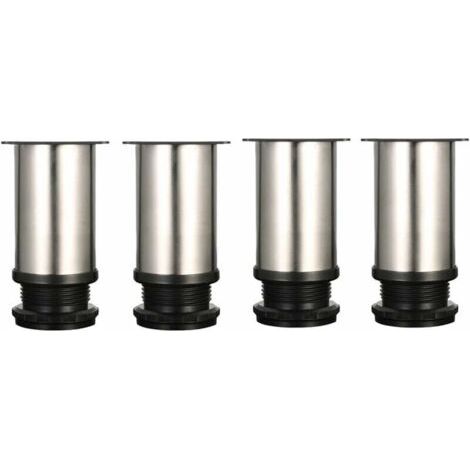 4 verstellbare Füße, 8 cm Höhe, verdickte Schrankbeine, Tischbeine, Möbelbeine, gebürsteter Edelstahl, höhenverstellbar von 0–15 mm, mit Edelstahlschrauben