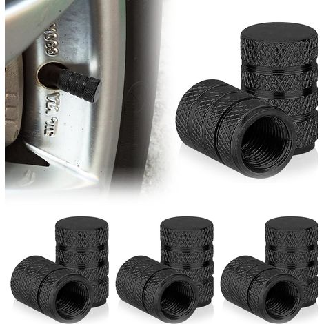 Lot de 8 bouchons de valve pour voiture, pneus, bouchons de valve étanches en aluminium, bouchons de valve universels avec joint pour une pression de pneu stable, pour vélo, moto, voiture (noir) (1/5)