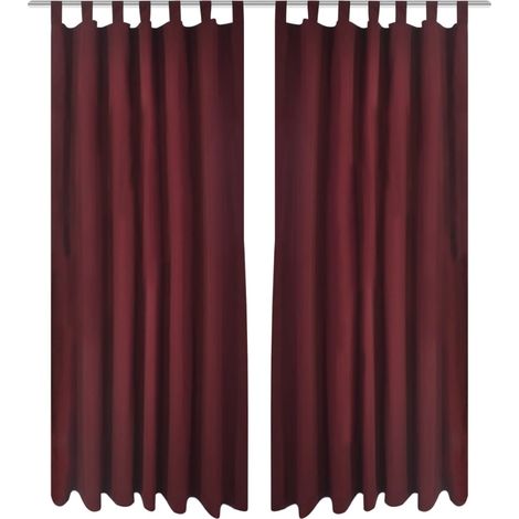 Rideaux en satin, ensemble de 2 pièces, 140 x 225 cm, rouge foncé
