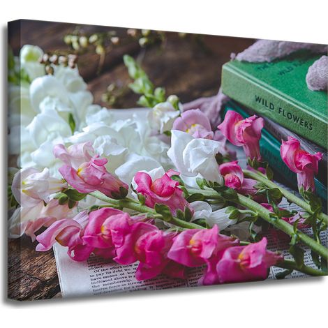 Impression sur toile Botanique Muflier 40x30 cm Bouquet de fleurs