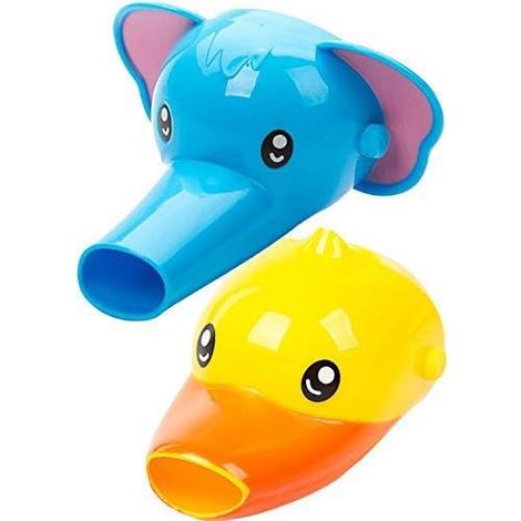 Wasserhahnverlängerung für Kinder und Babys – Set mit 2 Tier-Wasserhahnverlängerungen zum Händewaschen (Elefant + Ente)
