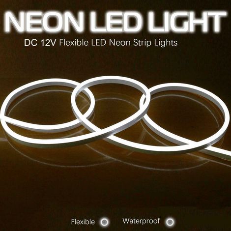 Kit 5mt Striscia Strip Flex Led Bobina Neon Flessibile Tubo Esterno +Alimentatore  Rosa (1/4)