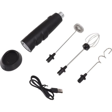 Agitateur électrique portable rechargeable Mini mousseur pour café, œufs et chocolat chaud (noir)