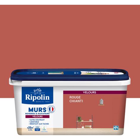 Peinture aspect Velours - 2,5L - Rouge Chianti - Ripolin (1/5)