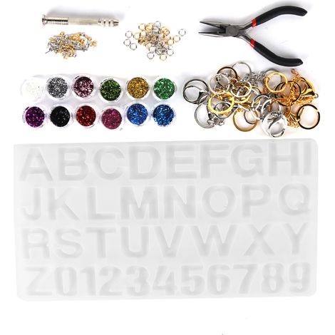 Kit de Moule en Silicone pour Époxy - Lettres et Chiffres pour Fabrication de Bijoux DIY