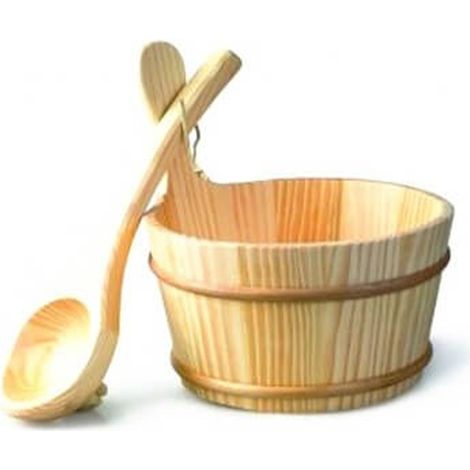 Set 4 Zubehör Sauna Eimer+Kelle+Sanduhr+Thermometer+Benzin eukalyptus harvia 400ml 0
