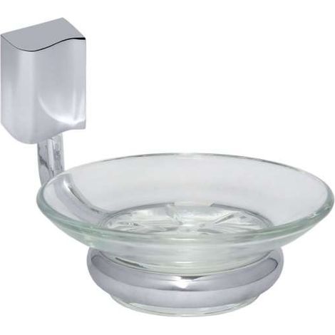 Perfetto 2 Seifenhalter mit Glaseinsatz (klar) mit Dekor ''Wal'', Messing massiv, PERF-SH2 chrom