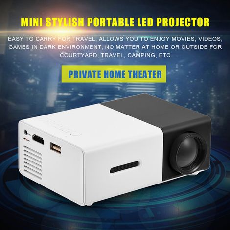 Mini projecteur LED portable élégant pour home cinéma, lecteur multimédia, prise UE, noir et blanc (1/5)