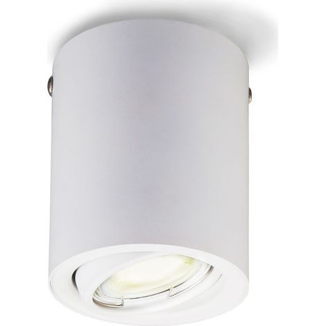 B.K.Licht Plafoniera Led con lampadina GU10 inclusa orientabile, luce calda 3000K, 5W, 400 Lm, Lampada da soffitto rotonda in metallo colore bianco, faretto da soffitto per cucina, corridoio 230V IP20 (1/5)