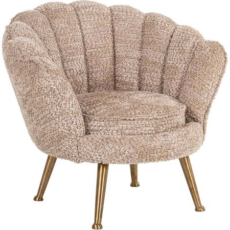 fauteuil lounge enfant beige pieds dorés design doux - beige doux bouclé (1/5)
