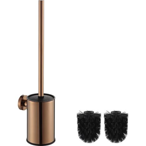 Porte-brosse WC - 1 Pièce - Acier Inoxydable 304 Or Rose - Fixation Murale Hygiénique - Salle de Bain et Hôtel - Design Rond (1/5)