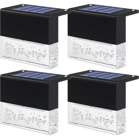 Lot de 4 lampes solaires LED pour terrasse et escaliers extérieurs, bulles acryliques (1/5)