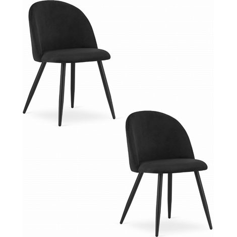 Set di 2 sedie Bello in velluto nero con gambe in metallo (1/5)