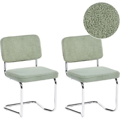 Conjunto de 2 sillas de comedor patas de hierro tapicería de bouclé verde claro Irwin (1/5)