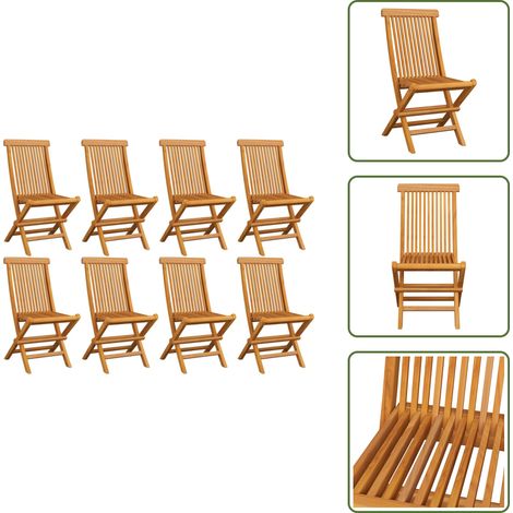 Chaises de jardin pliables lot de 8 Bois de teck massif - Chaise De Jardin - Chaise Pliable - Mobilier De Jardin - Teck Massif - Chaise Extérieure (1/5)