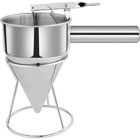 Dosatore per impasto, imbuto in acciaio inox, con supporto per torte, ciambelle, muffin, pancake e altri prodotti di pasticceria. (1/4)