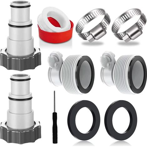 Gewindeschlauchadapter-Set, Ersatzschlauchschelle, Anschluss für 1,5- und 1,25-Zoll-Schläuche, Filterpumpe, Generator, Salzsystem (1/5)
