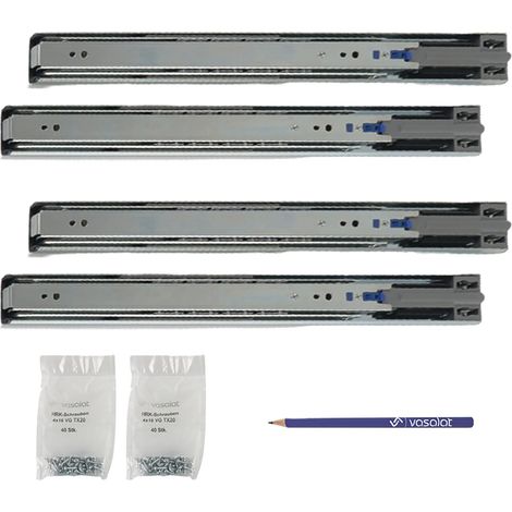 Schubladenschienen 350mm softclose Kugelführung - Vollauszug mit integrierter Dämpfung, 32-Systemlochung - 2 Paar (1/5)