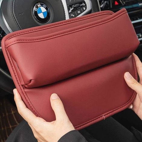 Organisateur Voiture,Stockage d'écart de Siège de Voiture,poche de console de siège avant en cuir PU,pour Téléphones Clés(Rouge) (1/4)