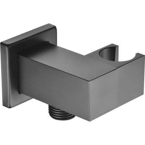 Supporto per doccia in ottone, supporto quadrato per doccia a mano, grigio fumo (1/2)