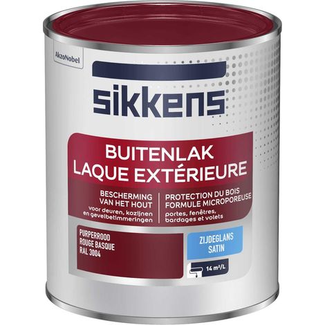 Sikkens - Peinture Laque Extérieure Bois et Fer - Finition tendue, sous-couche intégrée, facile à appliquer - Satin Rouge Basque 0,75 L