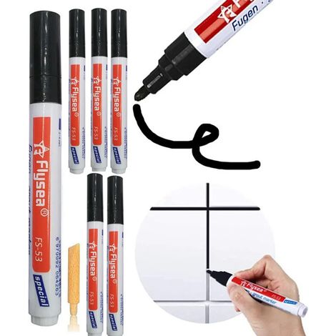 Kit de 6 stylos à jointoyer, encre noire, pour une utilisation pratique dans les projets d'entretien, de réparation et de bricolage.-AquaForge (1/5)