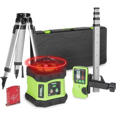 Grettz G60 Red Beam Rotary Laser Kit inc Tripod 2m Staff and Receiver 400m Range (1/5)