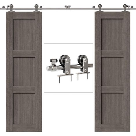 10FT/3M Stainless Steel Hardware Rail Kit Caster for Sliding Door Hardware Kit for Wooden Hanging Door (1/5)