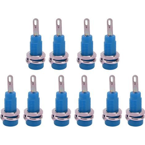 10 Stück 2-mm-Bananenstecker J.40003 mit verlängerten Stiften für elektronische Instrumente, blau (1/5)