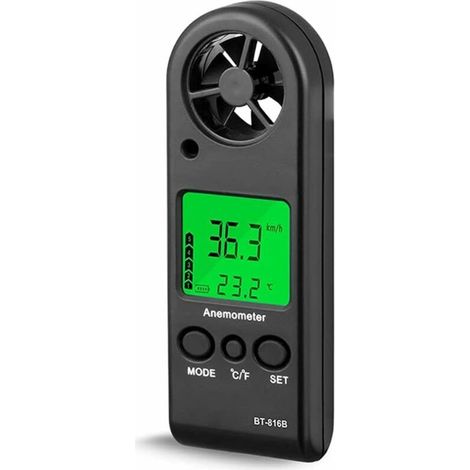 Mini anémomètre numérique LCD portable compteur de vitesse du vent testeur de débit d'air anémomètre d'air ou bateau de tir (Noir, 113X40X15mm) (1/5)
