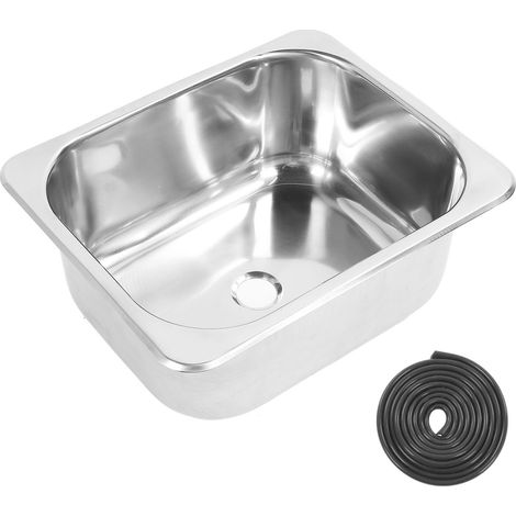 Évier de camping-car en acier inoxydable 304 poli, cuve unique avec bonde de 40 mm, pour camping-car, bateau, caravane, capacité 17 L (1/5)