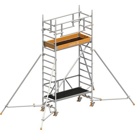 Layher Rollgerüst ZIFA P2 Safety Plus mit Doppelgeländer und ausziehbaren Gerüststützen 4,61m AH (1/3)